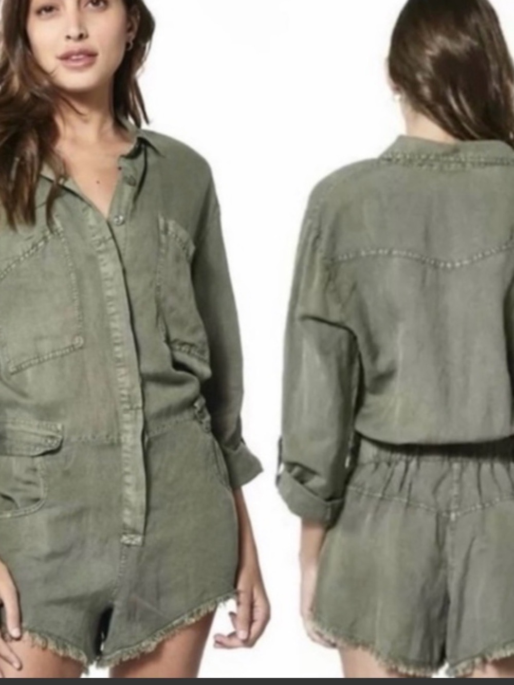 Young Fabulous & Broke Olive Green Utility Romper Jacket